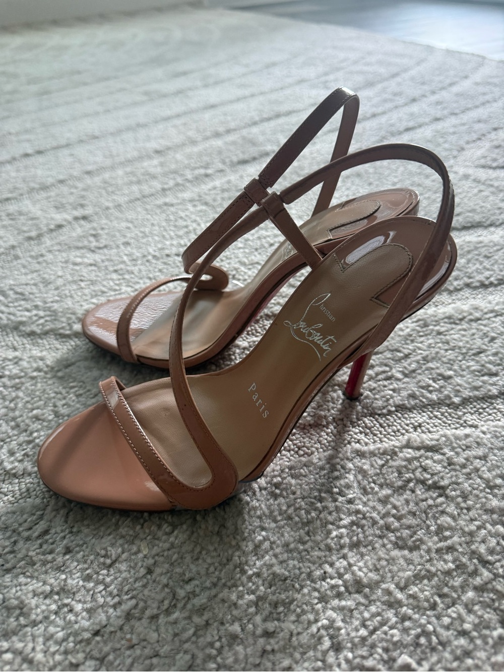 Christian Louboutin Blush Tan Strappy Slingback Heels - Picture 2 of 4